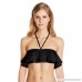 Zinke Women's Reese Ruffle Bandeau Bikini Top with Removable Halter Strap Black B00VLNAW62
